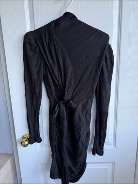 Sabina Musayev Black Textured Wrap Dress